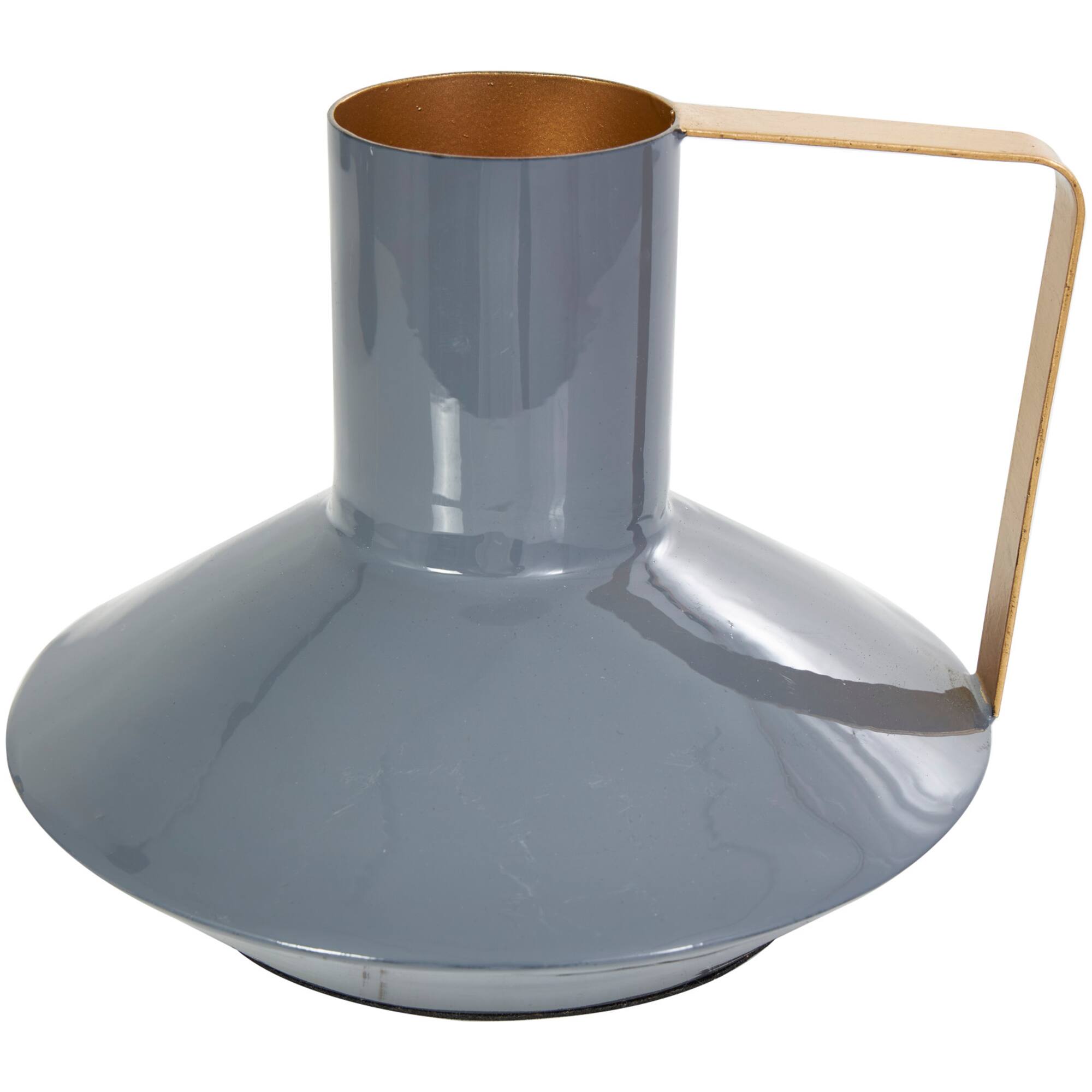 CosmoLiving by Cosmopolitan Blue Metal Abstract Enameled Vase with Geometric Gold Handle Set
